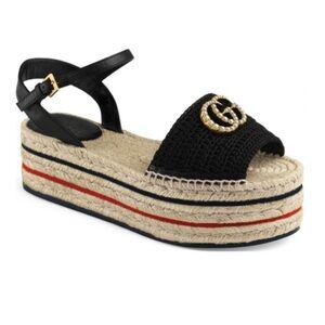 Gucci GG crochet espadrille platform sandals